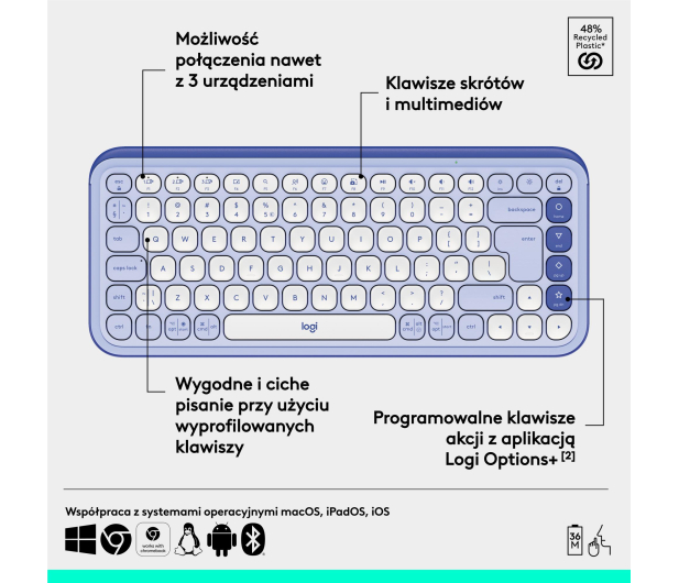 LOGITECH POP ICON Keys lilac 920-013074 - 1276196 - zdjęcie 11